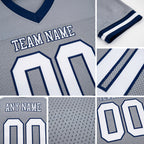 Custom Gray White-Navy Mesh Authentic Football Jersey detail