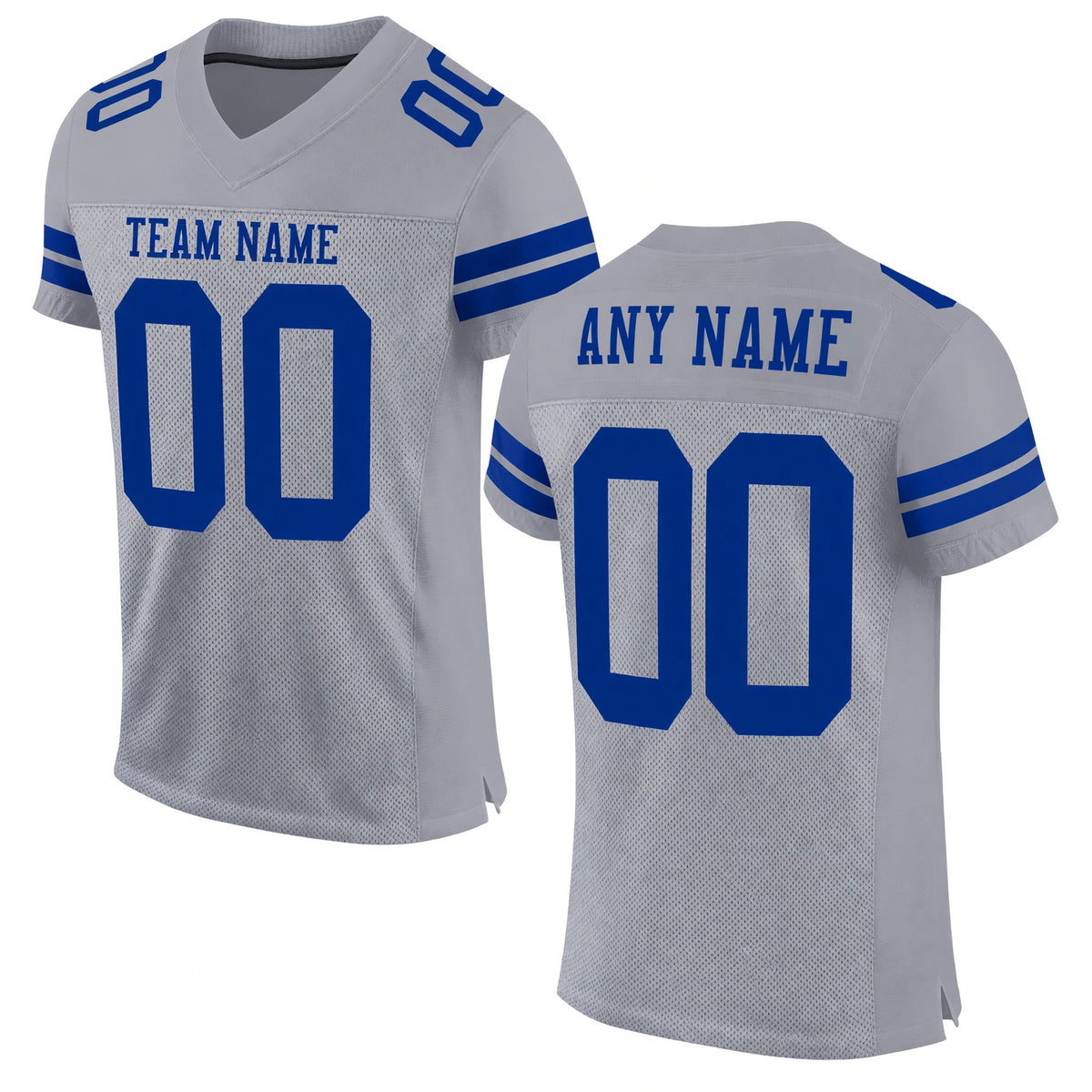 Custom Gray Royal Mesh Authentic Football Jersey