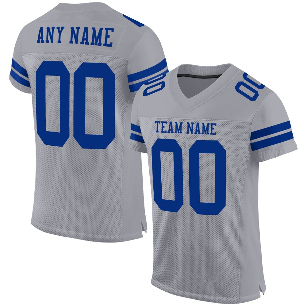 Custom Gray Royal Mesh Authentic Football Jersey photo 1