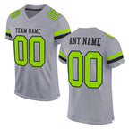 Custom Gray Neon Green-Black Mesh Authentic Football Jersey