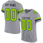 Custom Gray Neon Green-Black Mesh Authentic Football Jersey photo 1