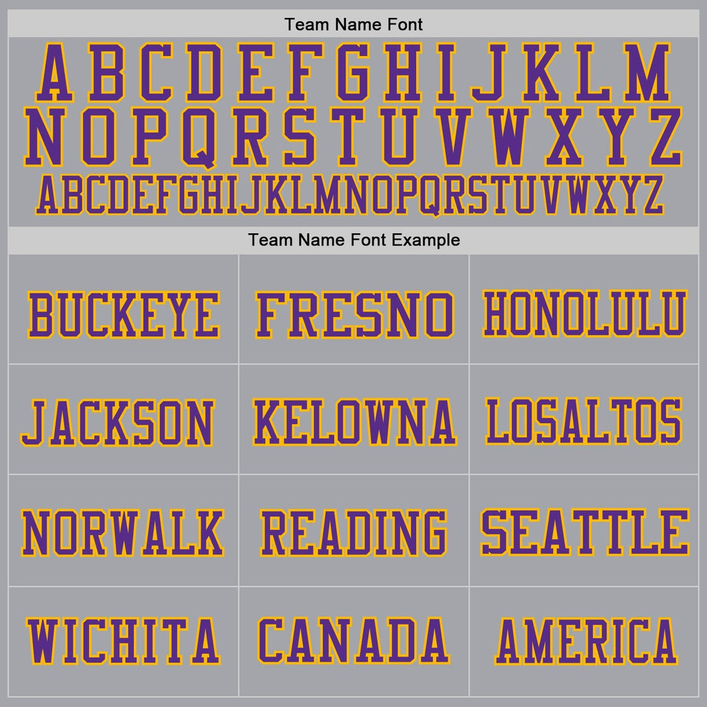 Custom Gray Purple-Gold Mesh Authentic Football Jersey photo 2