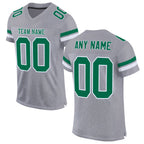 Custom Gray Kelly Green-White Mesh Authentic Football Jersey