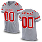 Custom Gray Red-White Mesh Authentic Football Jersey