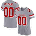 Custom Gray Red-White Mesh Authentic Football Jersey photo 1