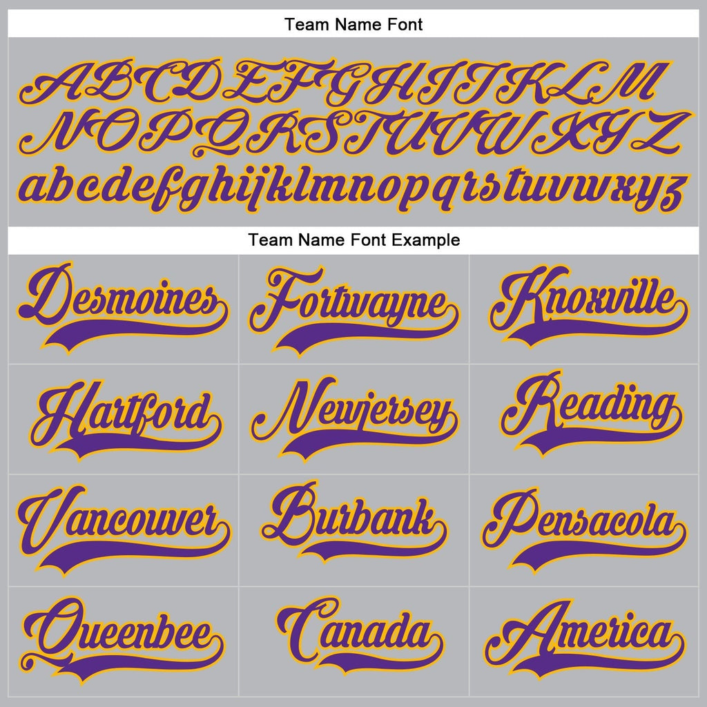 Custom Gray Purple-Gold Hockey Lace Neck Jersey photo 3
