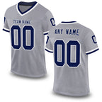 Custom Gray Navy-White Mesh Authentic Throwback Football Jersey