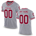 Custom Gray Maroon-White Mesh Authentic Throwback Football Jersey