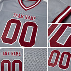 Custom Gray Maroon-White Mesh Authentic Throwback Football Jersey detail