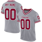 Custom Gray Maroon-White Mesh Authentic Throwback Football Jersey photo 1