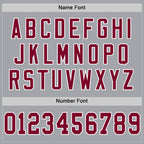 Custom Gray Maroon-White Mesh Authentic Throwback Football Jersey photo 3