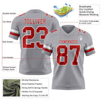Custom Gray Red-White Authentic Football Jersey photo 3