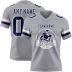 Custom Gray Navy-White Authentic Football Jersey photo 2