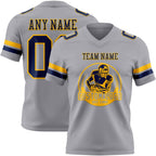 Custom Gray Navy-Gold Authentic Football Jersey photo 2