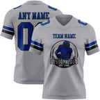 Custom Gray Royal-Black Authentic Football Jersey photo 2