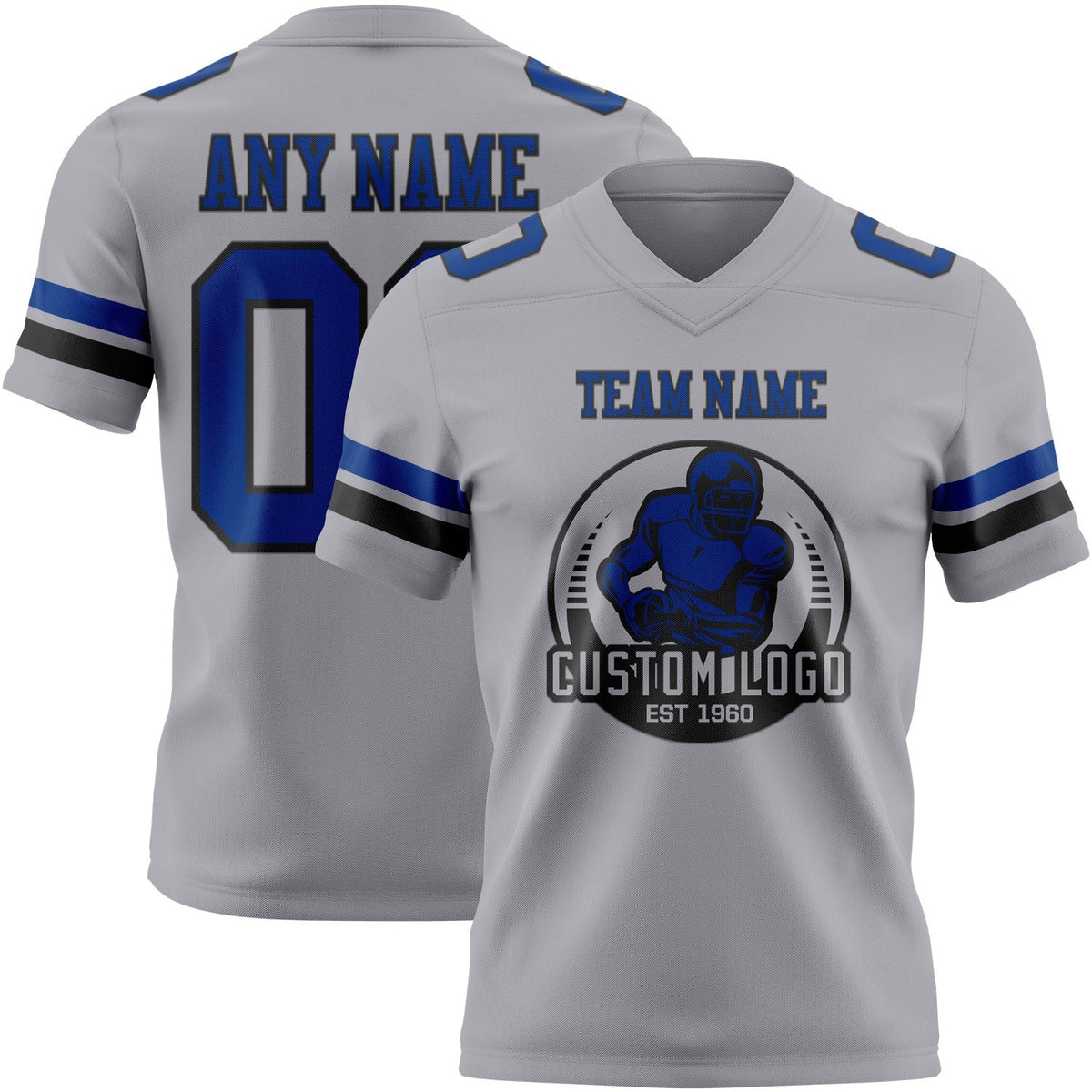 Custom Gray Royal-Black Authentic Football Jersey photo 2
