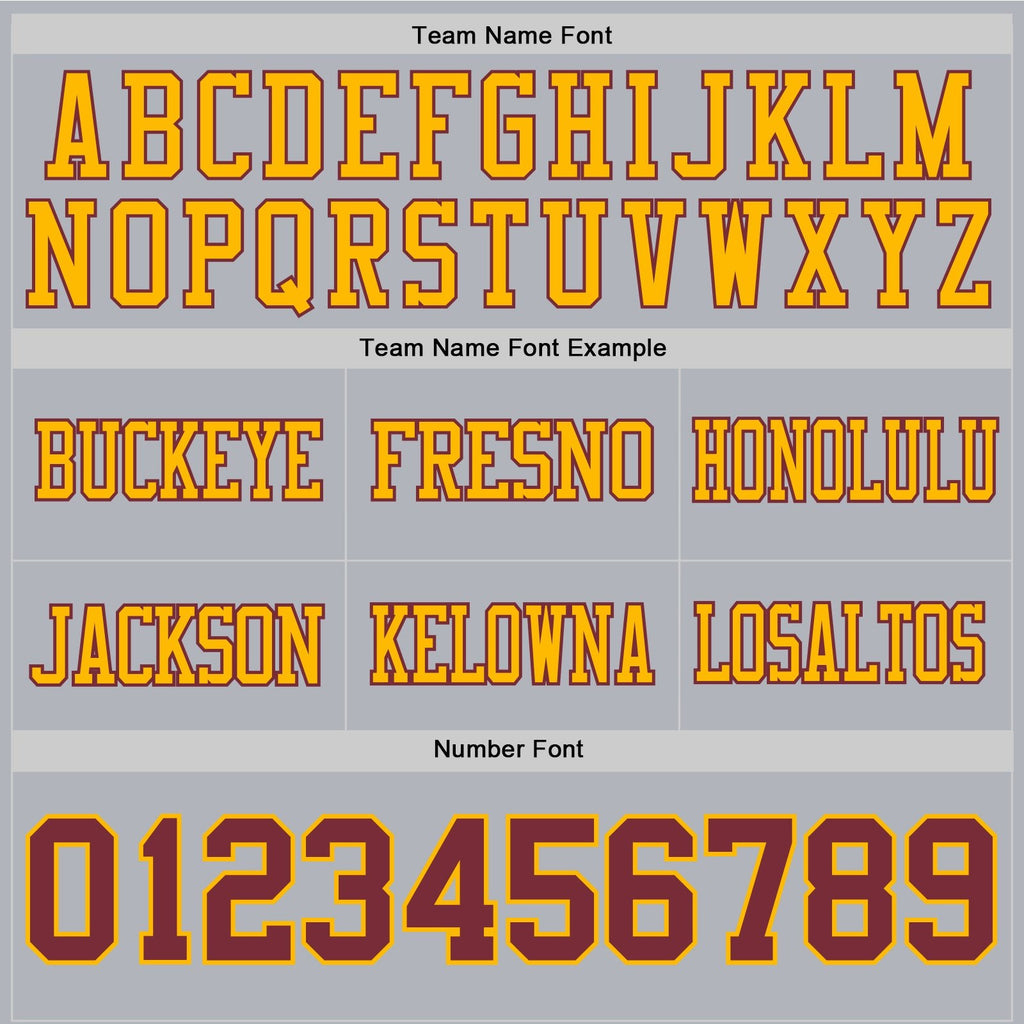 Custom Gray Burgundy-Gold Authentic Football Jersey photo 4