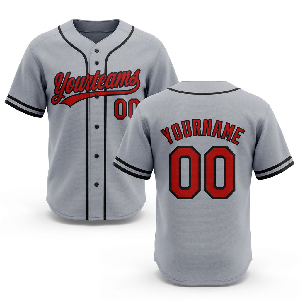Custom Stitched Gray Red-Black Baseball Pullover Sweatshirt Hoodie
