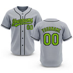 Custom Stitched Gray Neon Green-Black Baseball Pullover Sweatshirt Hoodie