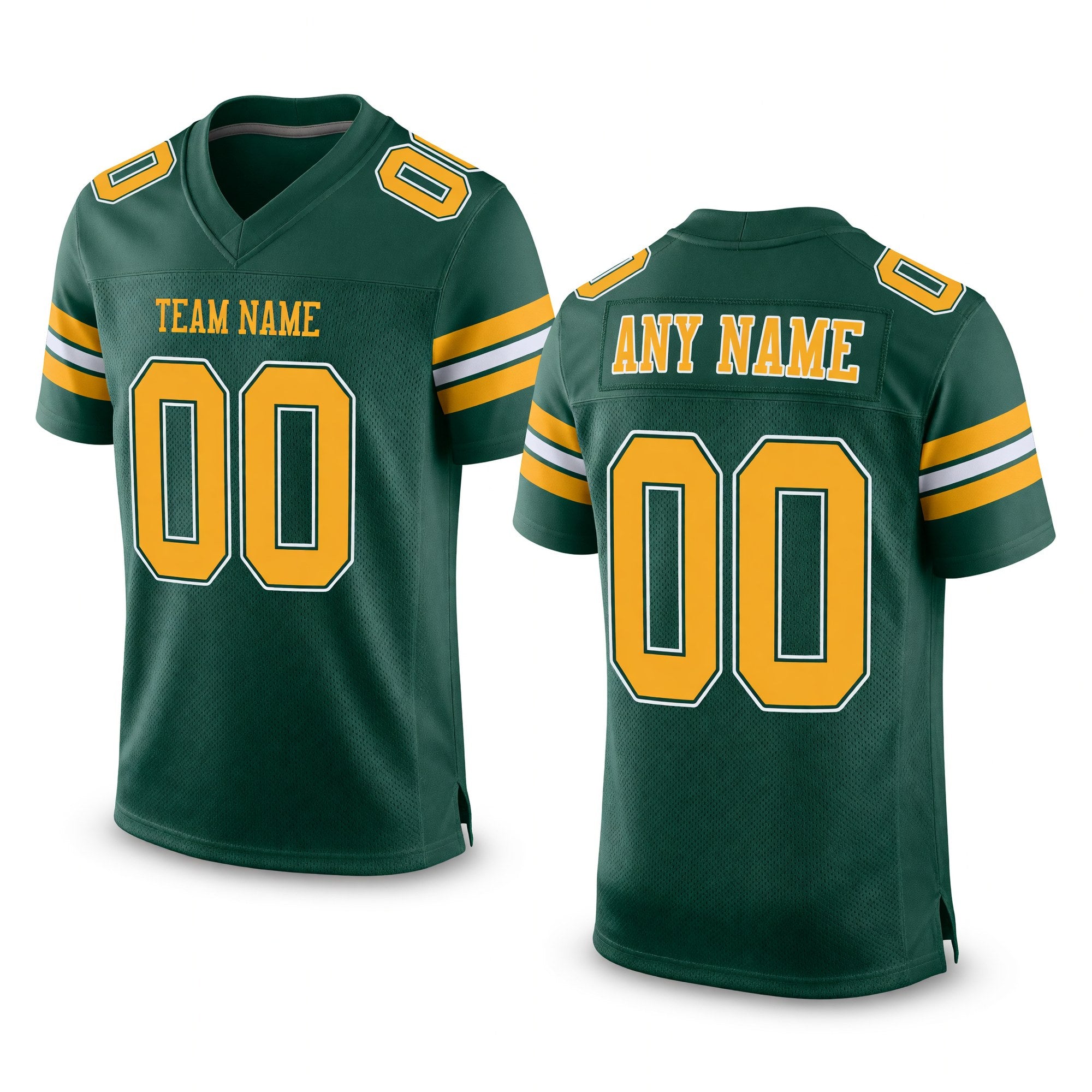 Custom Green Gold-White Mesh Authentic Football Jersey