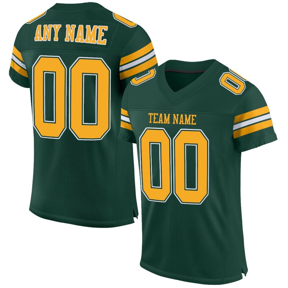 Custom Green Gold-White Mesh Authentic Football Jersey photo 1