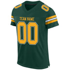 Custom Green Gold-White Mesh Authentic Football Jersey photo 2
