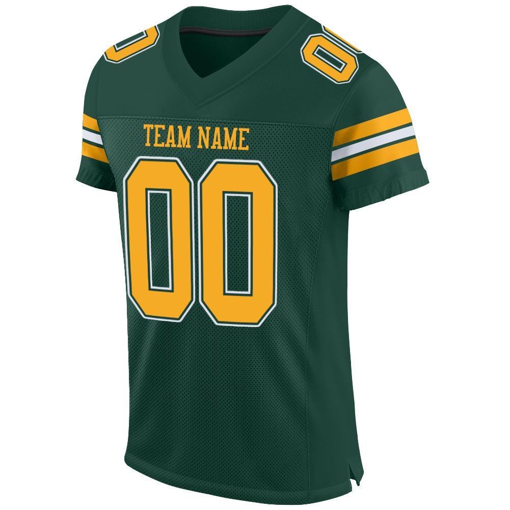 Custom Green Gold-White Mesh Authentic Football Jersey photo 2