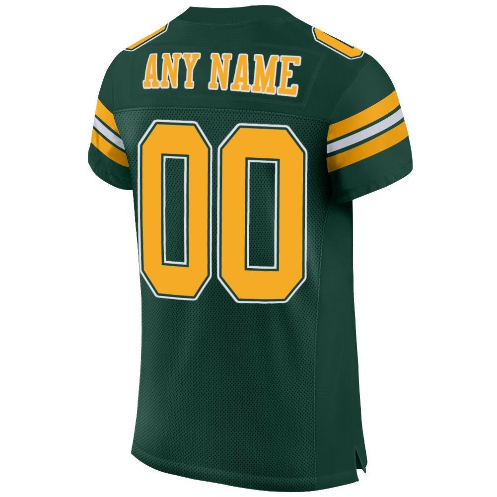 Custom Green Gold-White Mesh Authentic Football Jersey photo 3