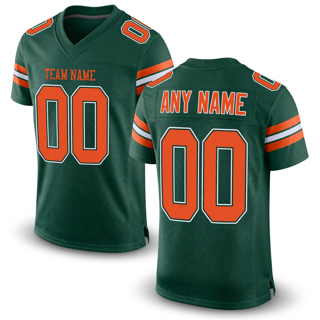Custom Green Orange-White Mesh Authentic Football Jersey