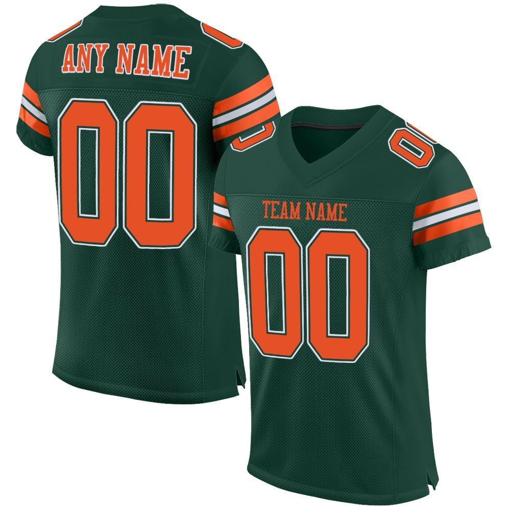 Custom Green Orange-White Mesh Authentic Football Jersey photo 1