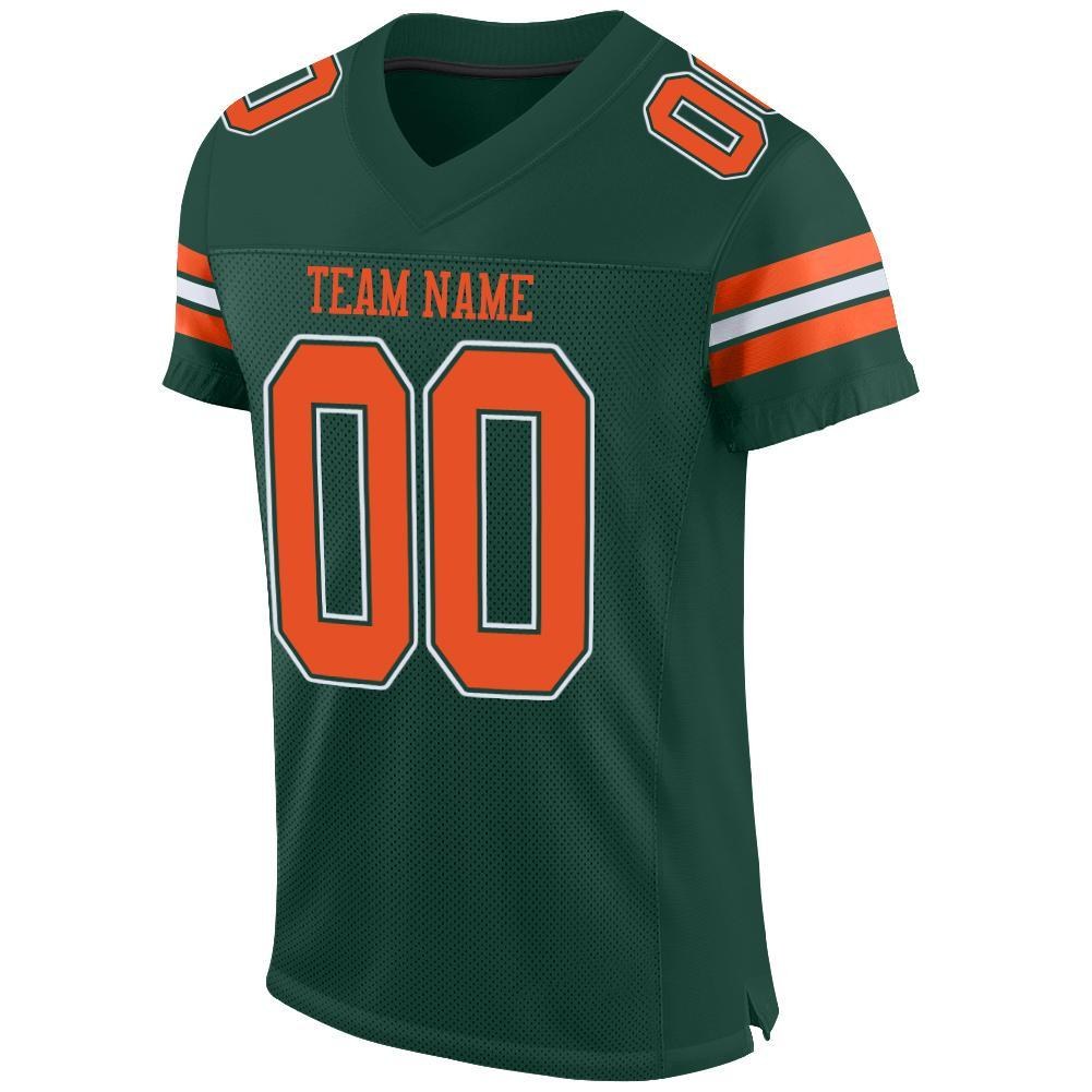 Custom Green Orange-White Mesh Authentic Football Jersey photo 2