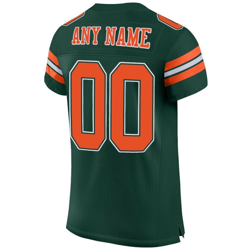 Custom Green Orange-White Mesh Authentic Football Jersey photo 3