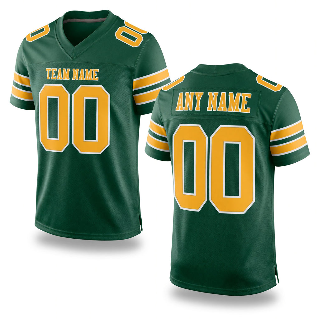 Custom Green Gold-White Mesh Authentic Football Jersey