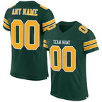 Custom Green Gold-White Mesh Authentic Football Jersey photo 1