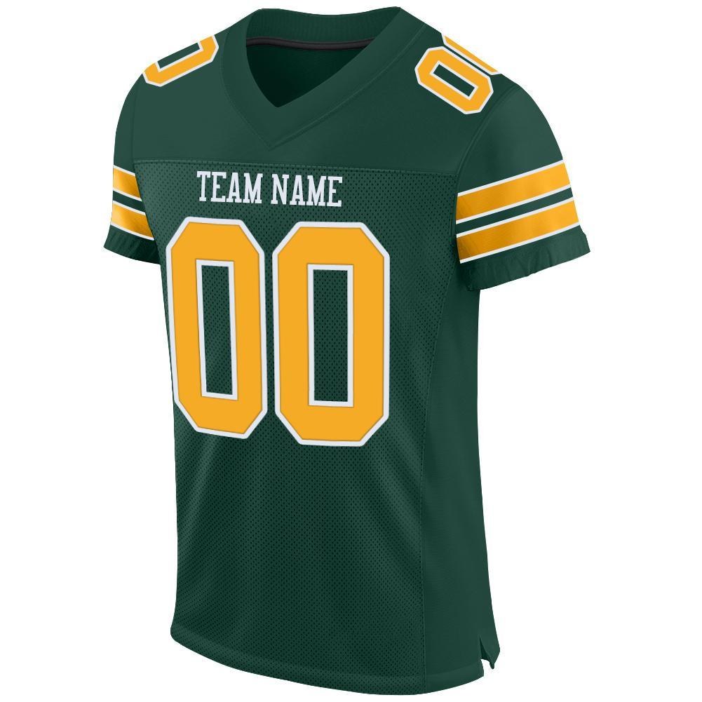 Custom Green Gold-White Mesh Authentic Football Jersey photo 2