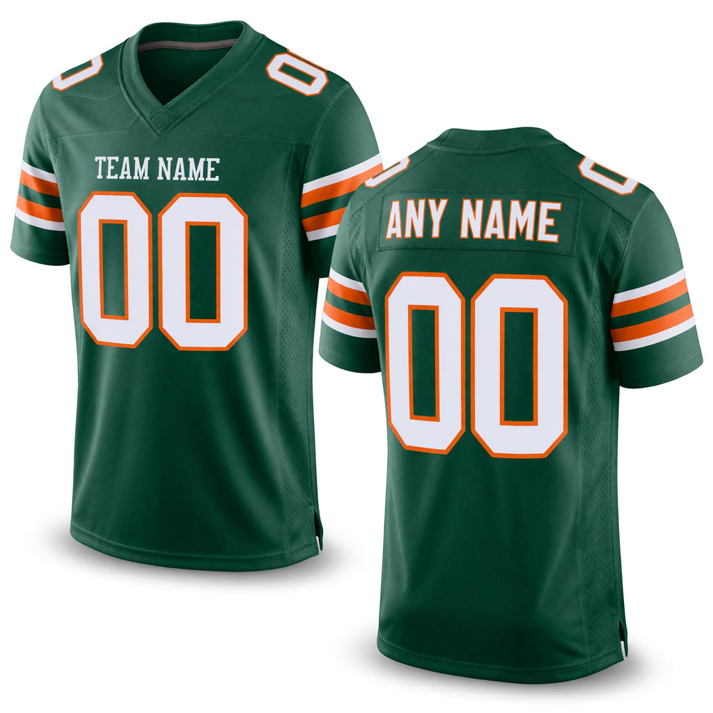 Custom Green White-Orange Mesh Authentic Football Jersey