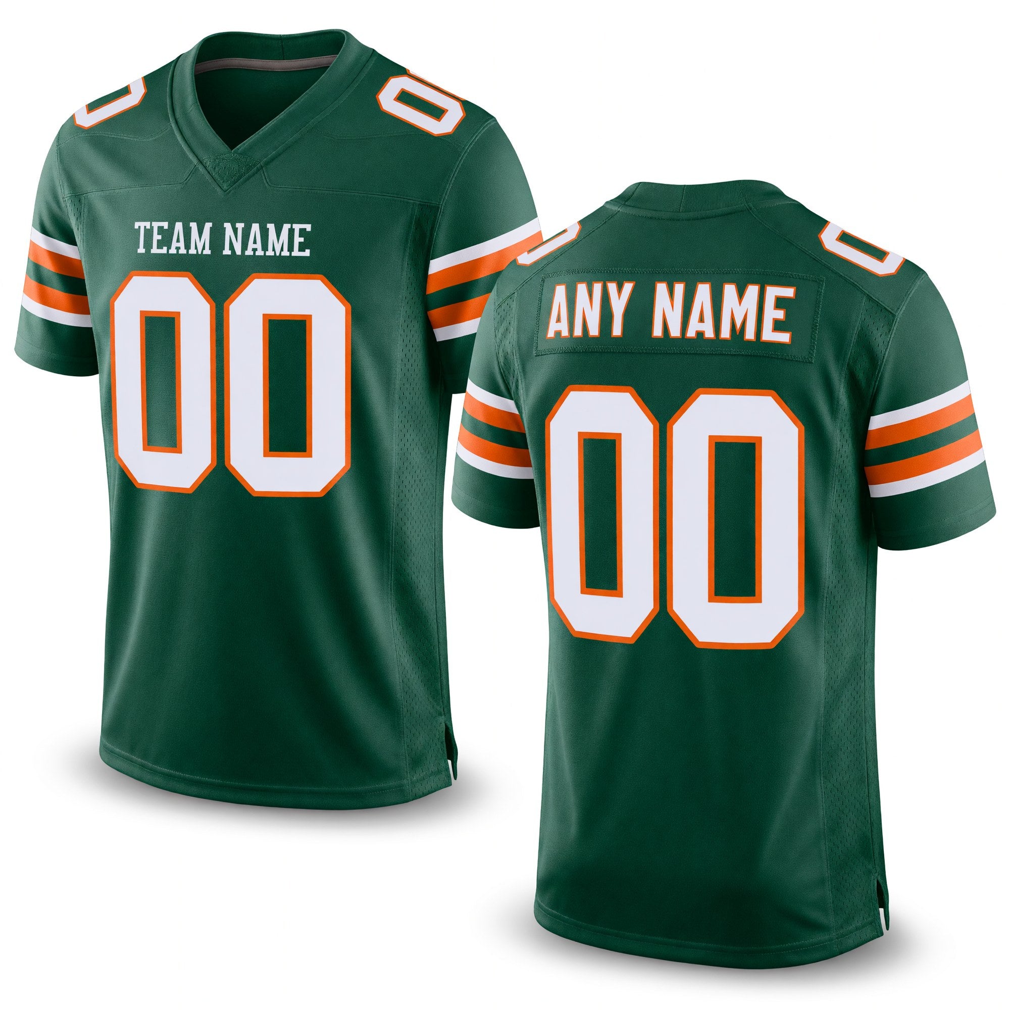 Custom Green White-Orange Mesh Authentic Football Jersey