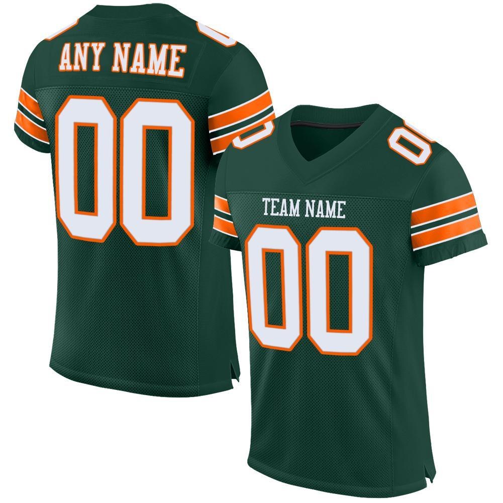 Custom Green White-Orange Mesh Authentic Football Jersey photo 1