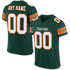Custom Green White-Orange Mesh Authentic Football Jersey photo 1