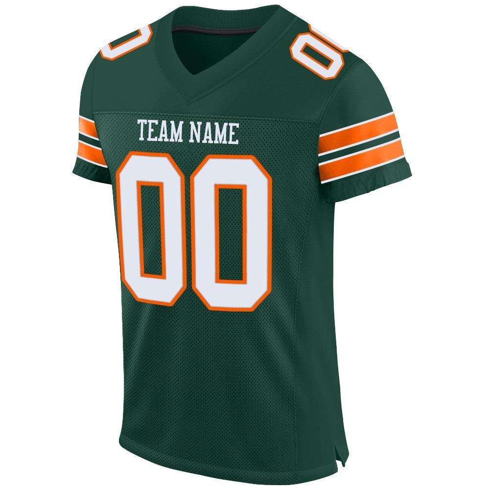 Custom Green White-Orange Mesh Authentic Football Jersey photo 2