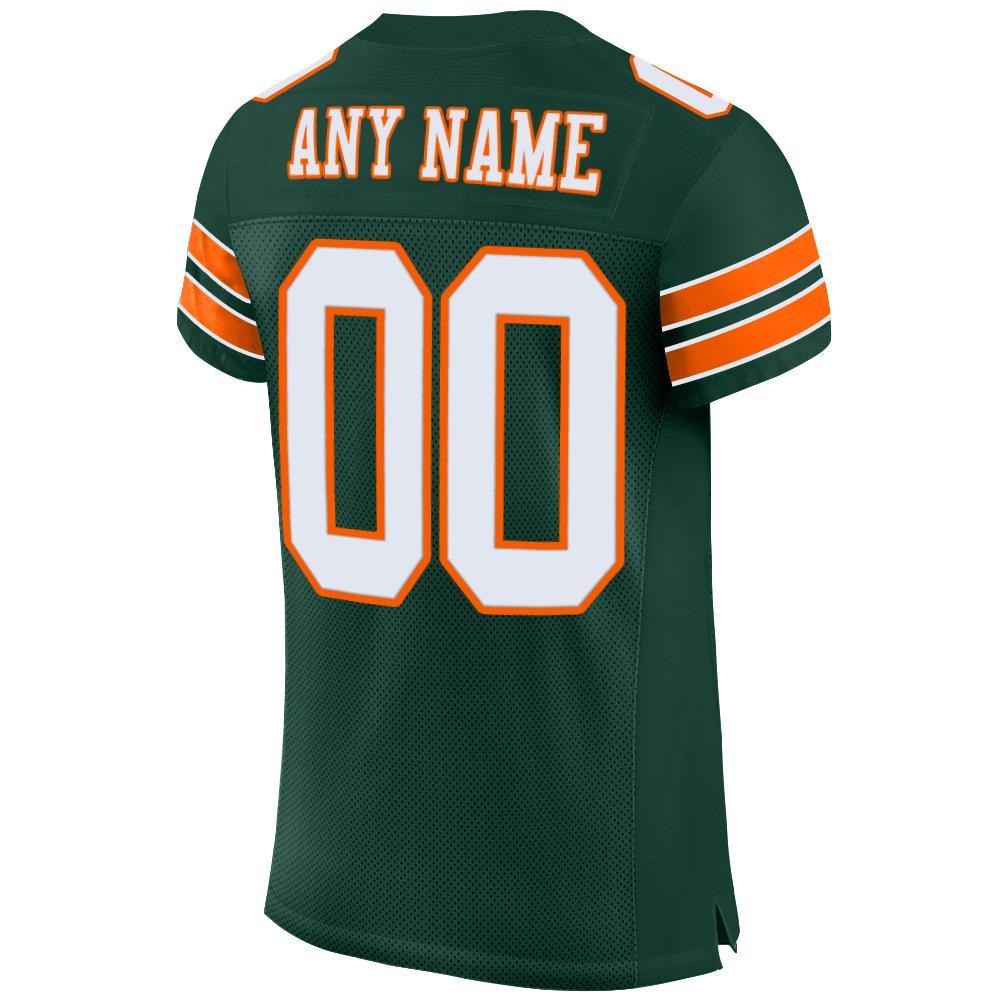 Custom Green White-Orange Mesh Authentic Football Jersey photo 3