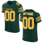 Custom Green Gold-White Mesh Authentic Football Jersey