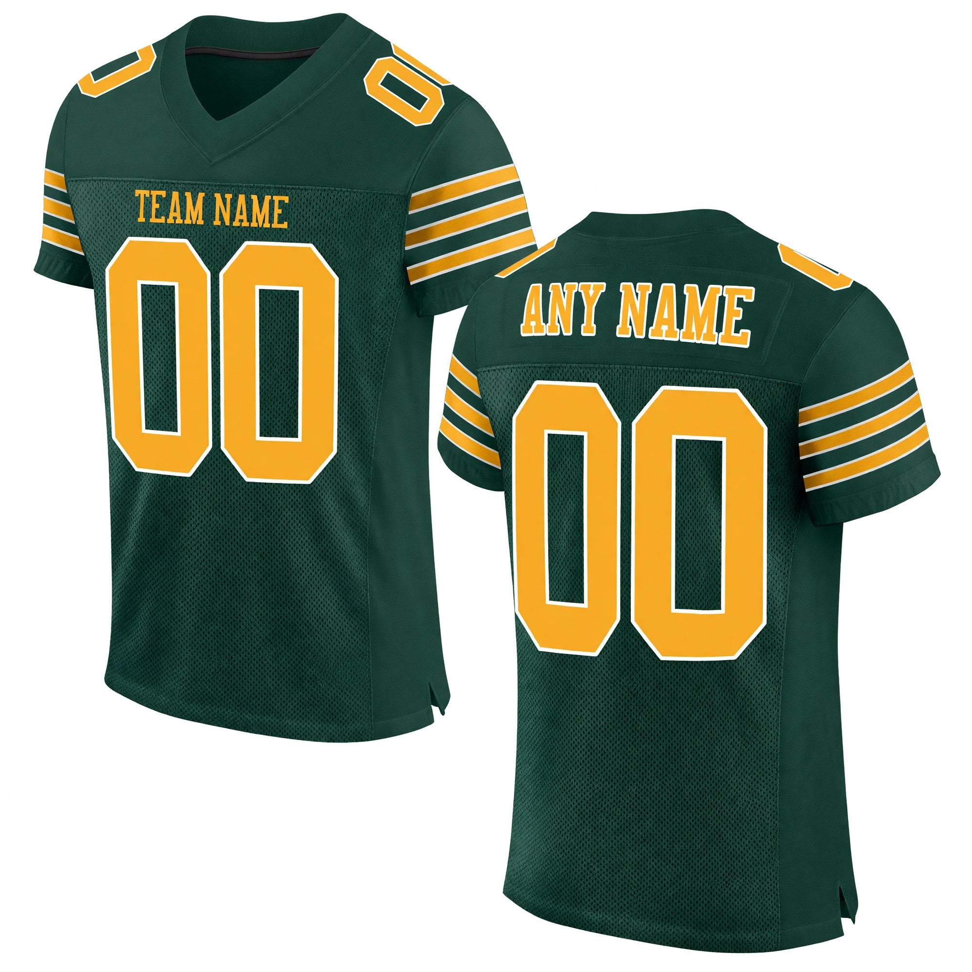 Custom Green Gold-White Mesh Authentic Football Jersey