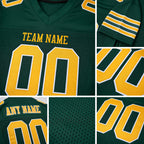 Custom Green Gold-White Mesh Authentic Football Jersey detail
