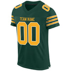 Custom Green Gold-White Mesh Authentic Football Jersey photo 2