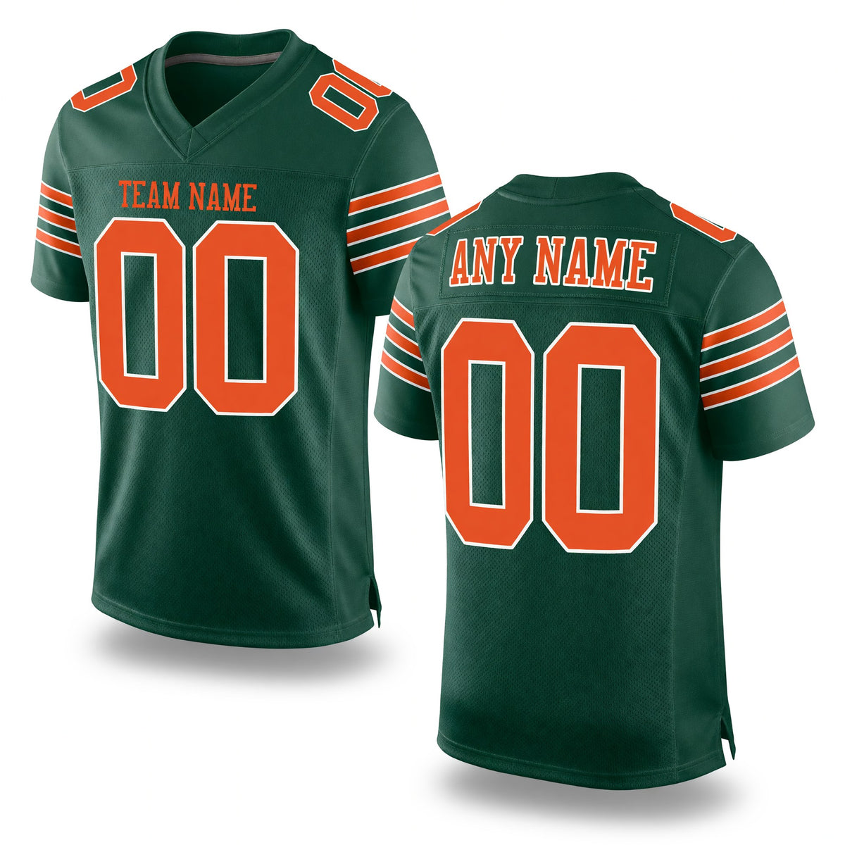 Custom Green Orange-White Mesh Authentic Football Jersey