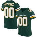Custom Green White-Gold Mesh Authentic Football Jersey photo 1