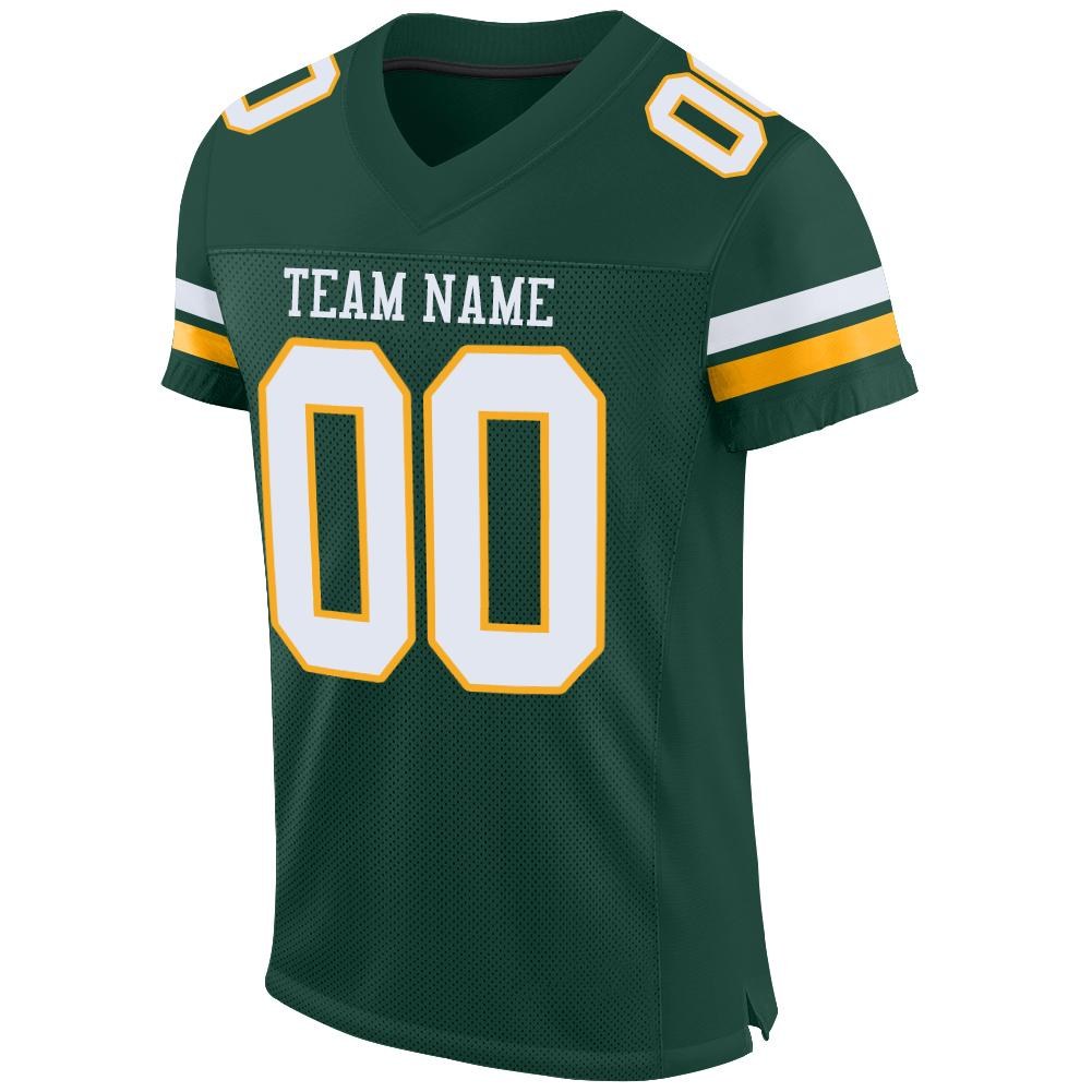 Custom Green White-Gold Mesh Authentic Football Jersey photo 2