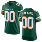 Custom Green White-Orange Mesh Authentic Football Jersey