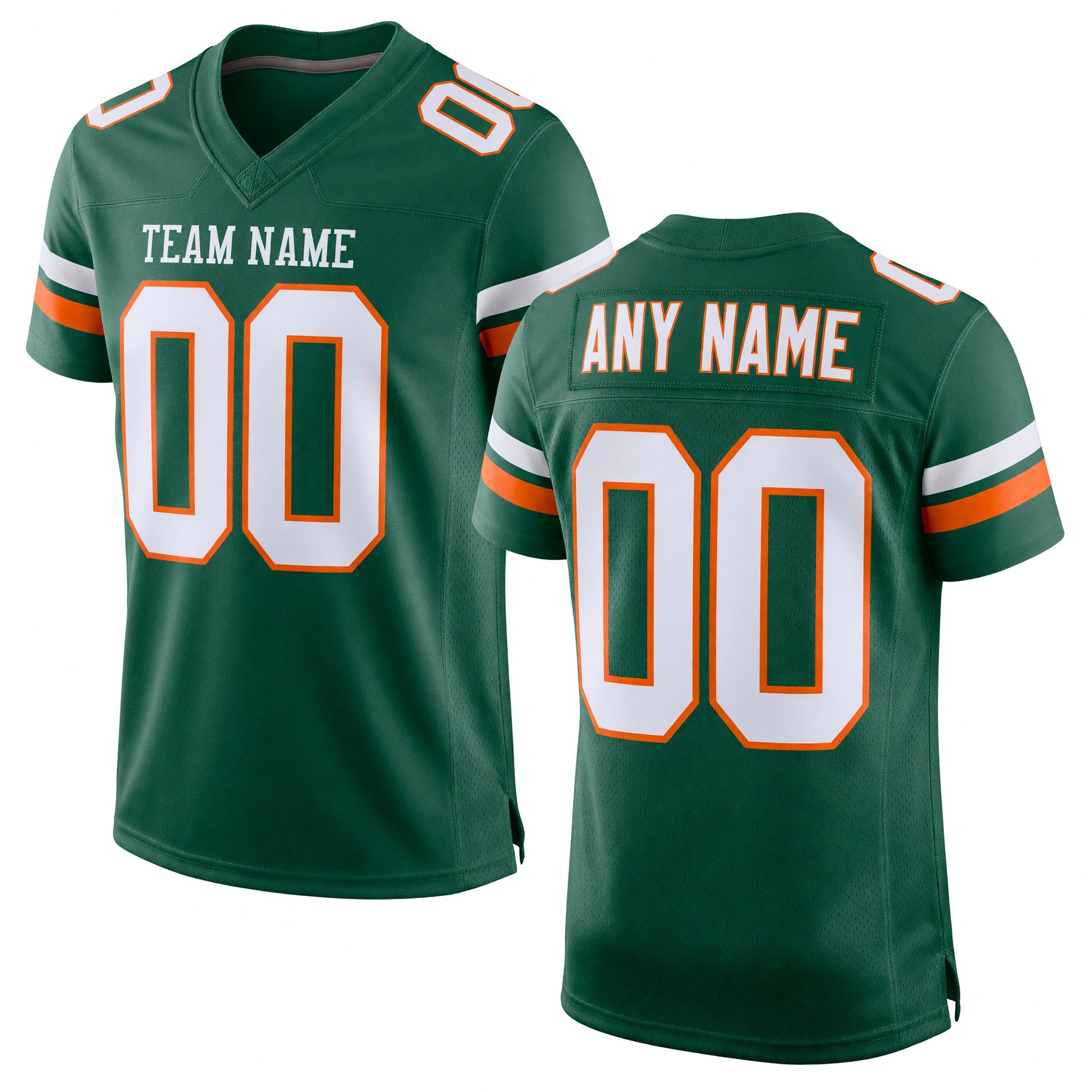 Custom Green White-Orange Mesh Authentic Football Jersey